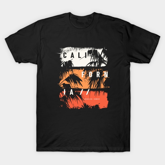 California Retro Ocean Vintage Palm Tree T-Shirt by Daysy1